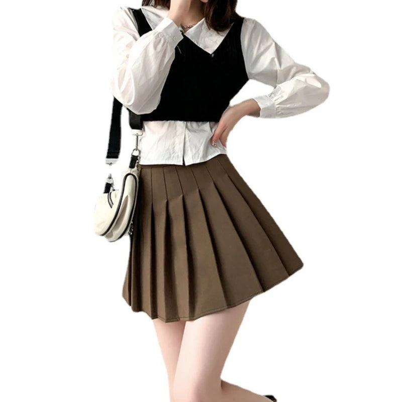 Summer High Waist Pleated Skirt Women Saias Vintage Sexy Mini Skirts Faldas Harajuku Casual Jupe Streetwear Woman Clothes New