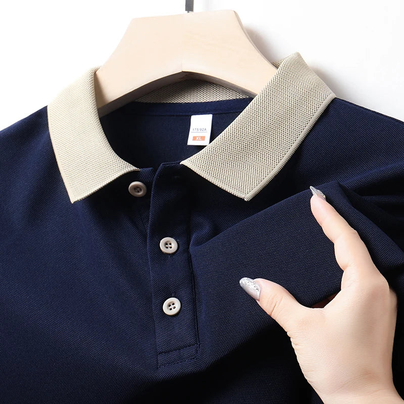 High Quality Summer Short Sleeved T-shirt for Men's Business and Casual Polo Shirt with A Collar and Half Sleeves, Cool Top