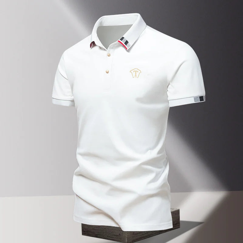 2024 Summer New Men's Pure Cotton Short sleeved T-shirt for Men's High end Casual Lapel Half Sleeved Polo Shirt Men's Top