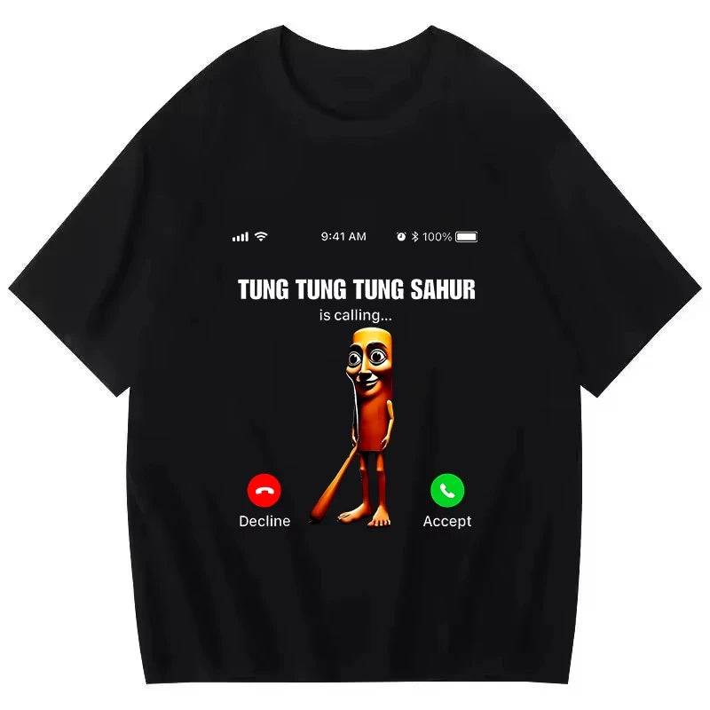 Tralalero Tralala Tung Sahur Bombardiro Crocodilo Tee Shirt Funny Italian Brainrot T-shirt Men Women Meme Print Top Short Sleeve