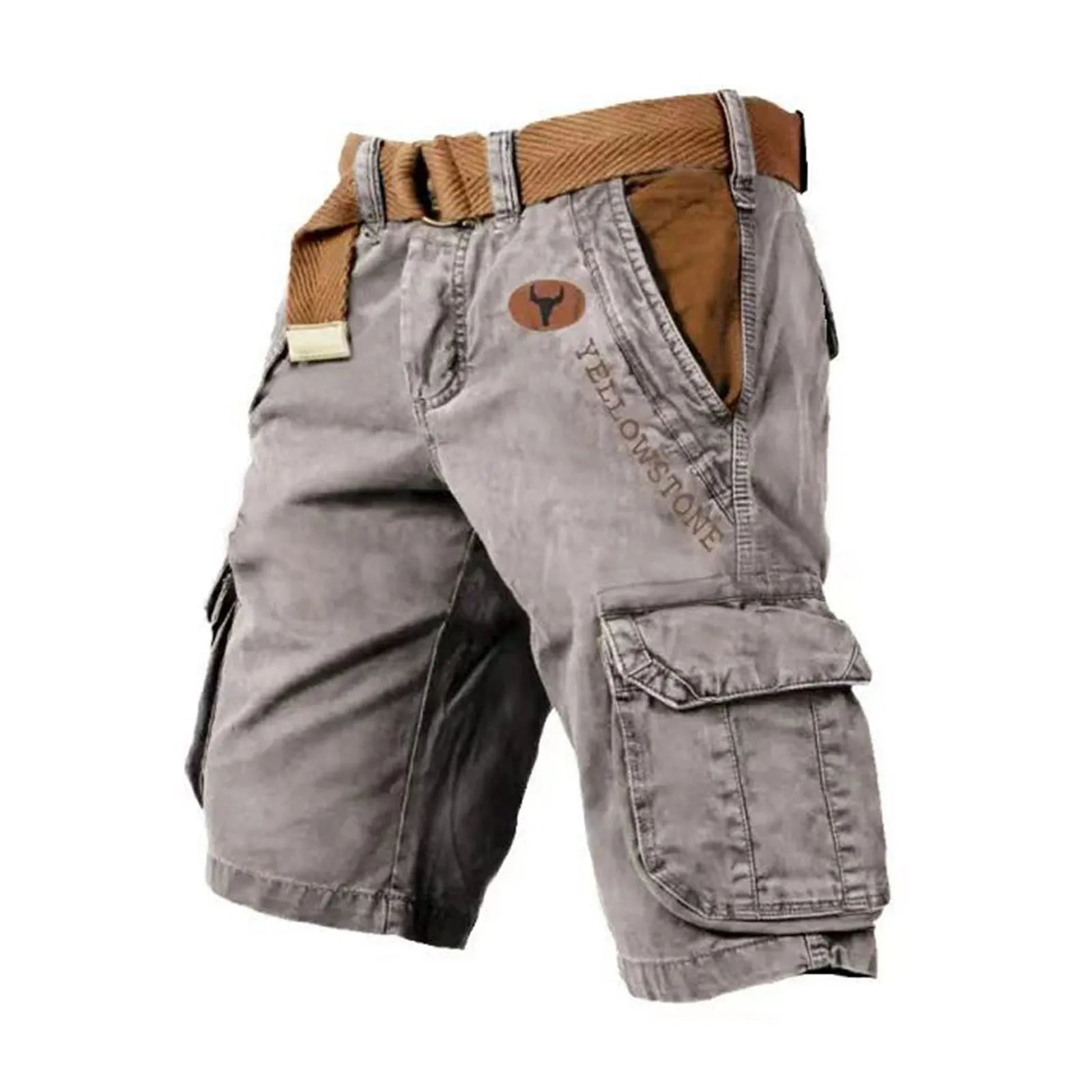 Retro Mens Shorts Overalls Sport Loose Wear Five Quarter Casual Pants With Pockets Summer Cargo Shorts For Man Ropa Hombre