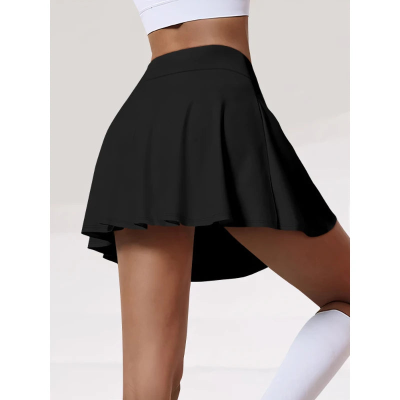 Ladies Skirts Sports Essentials Highly Stretchy Solid Colour Skirt Pants Double Layer Breathable Milk Silk Fabric Pleated Skirt