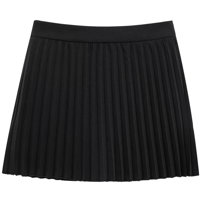 TRAF Mini Pleated Culottes Women's Skirt Summer 2025 Elegant Black Grey Skirts Wrap High Waist Skirt Pants Korean Style Culottes