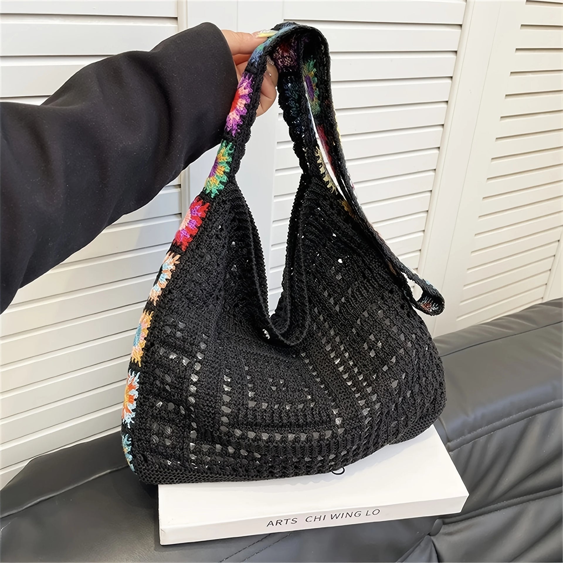Women Knitted Shoulder Bag Crochet Tote Bag Fashionable Handbag Summer Beach Bаg