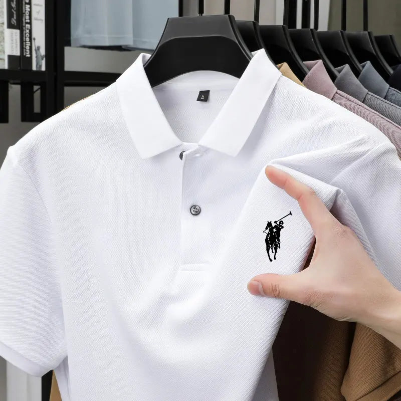2025 SS Men's 100% Cotton Printing Embroidered Breathable Polo Shirt Letter Print Loose Fit Urban Casual Short Sleeve