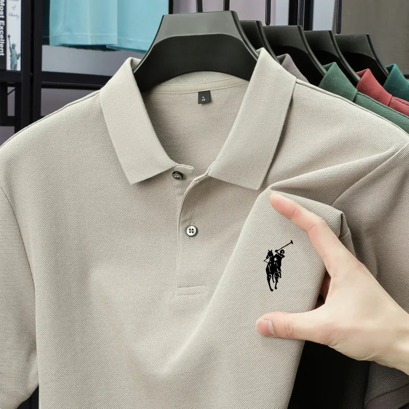2025 SS Men's 100% Cotton Printing Embroidered Breathable Polo Shirt Letter Print Loose Fit Urban Casual Short Sleeve