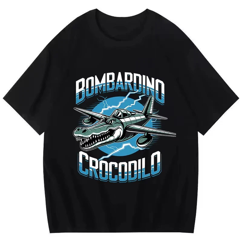 Tralalero Tralala Tung Sahur Bombardiro Crocodilo Tee Shirt Funny Italian Brainrot T-shirt Men Women Meme Print Top Short Sleeve