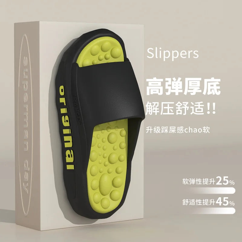 Men Summer Four Season Outdoor Slippers Men and Women Beach Seaside Anti Slip Comfortable Slippers Fashionable One-line Slippers