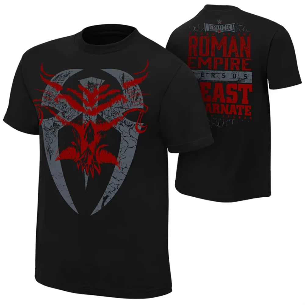 2025 New Top European Size WWE DA Loose Romantic Edgy Bloklesner New Crew-neck Short-sleeved T-shirt Fashion Street Tops