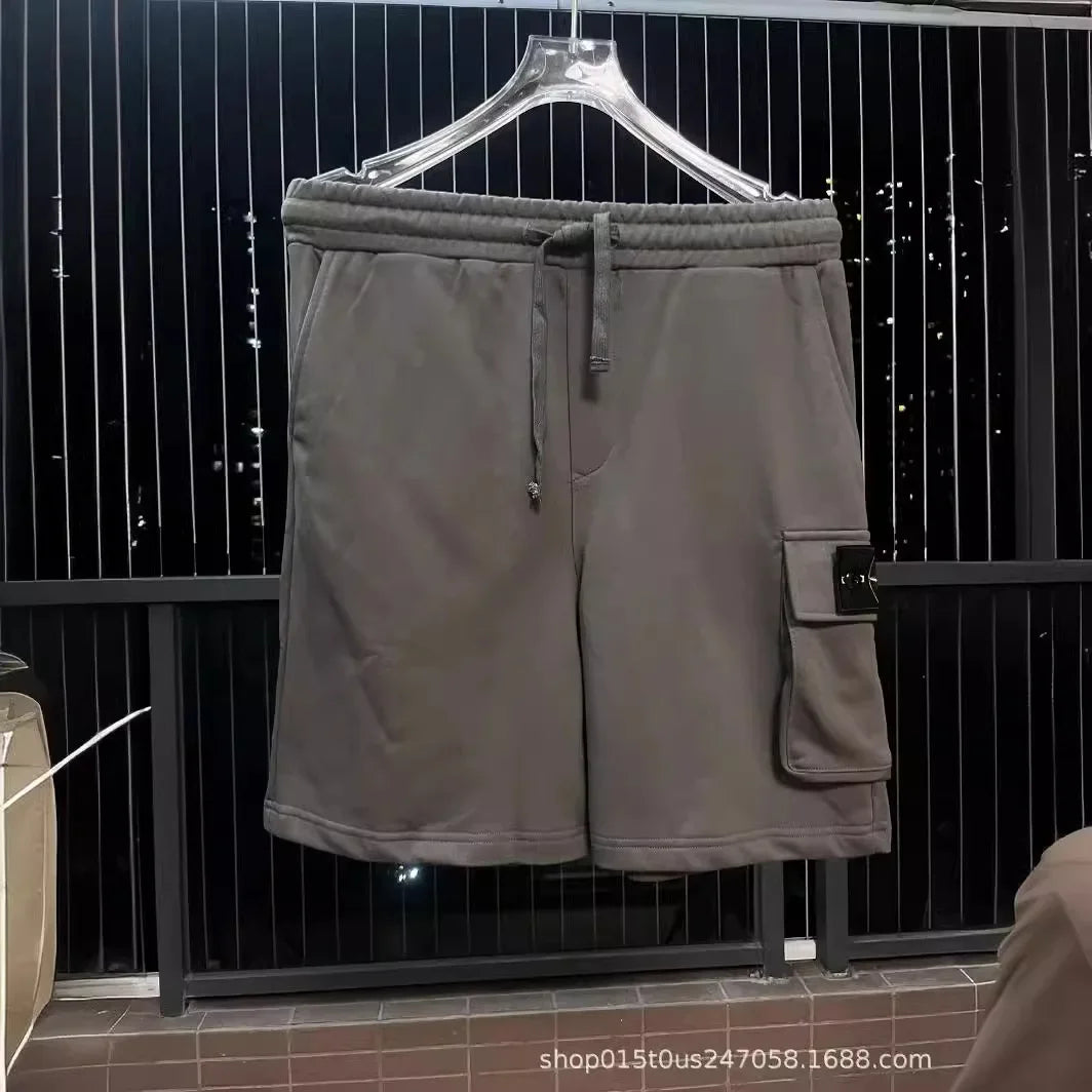 Cross-border Stone Men's Women's Casual Shorts Summer New Pocket Sleeve Basic Style Trendy Fashion Short Pants