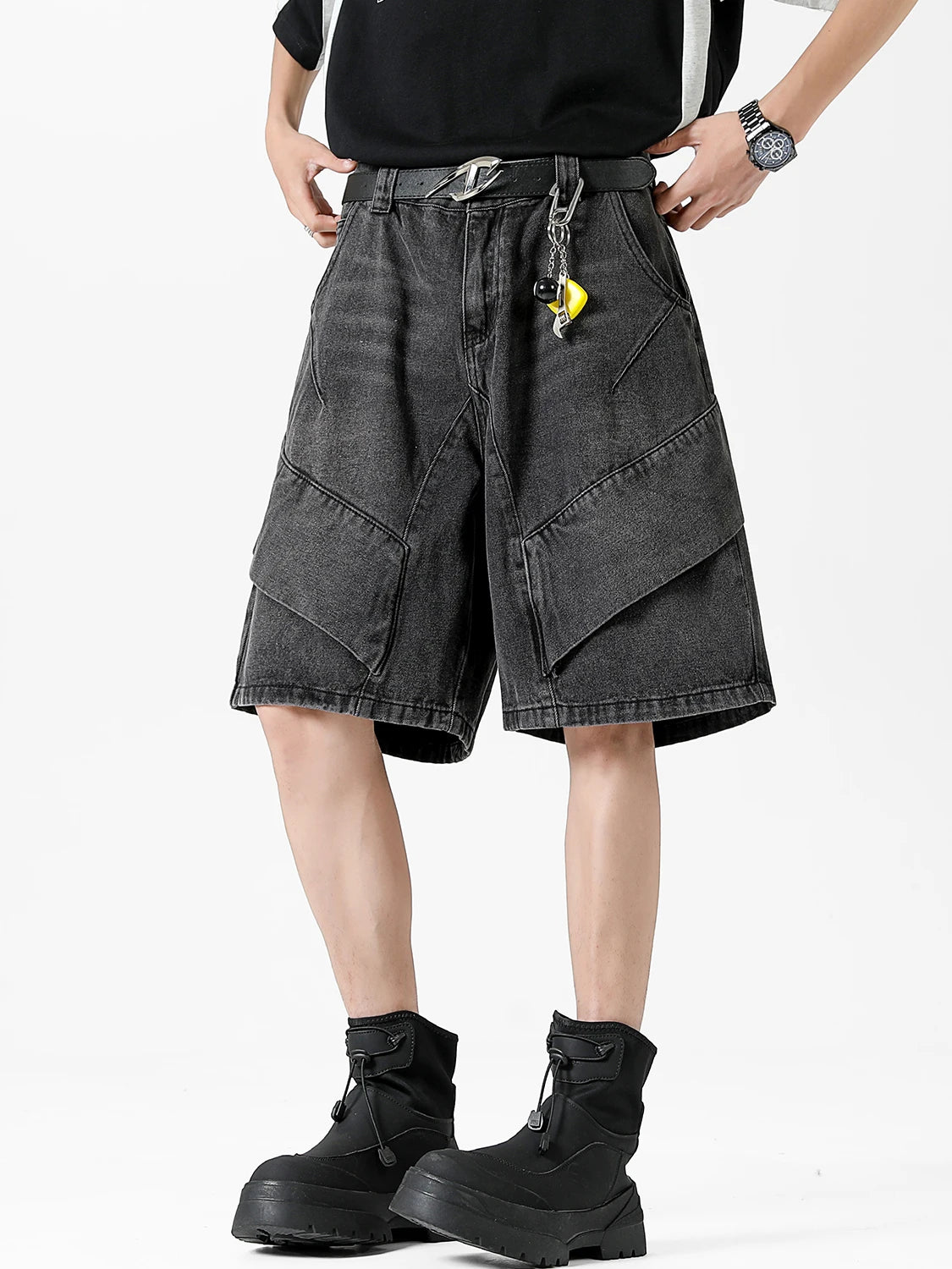 Y2k Fashion Oversized Denim Shorts Men Nostalgic Streetwear Baggy Short Jeans Brand Clothing Washed Cotton Summer Male Pants