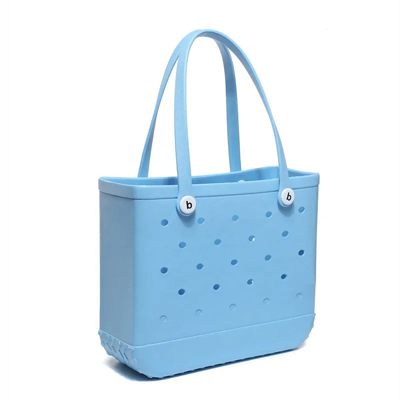 Beach bogg Bag Tote Silicone Basket Waterproof Travel Jelly Handbag Women Picnic Basket Multi-Purpose Croc Handbag Shopping Bags