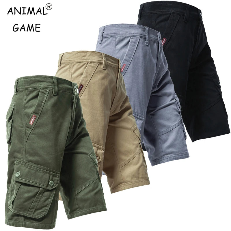 Summer Cargo Shorts for Men Multi Pockets Mens Shorts Casual Hiking Streetwear Cotton Shorts Outdoor Work Shorts for Men