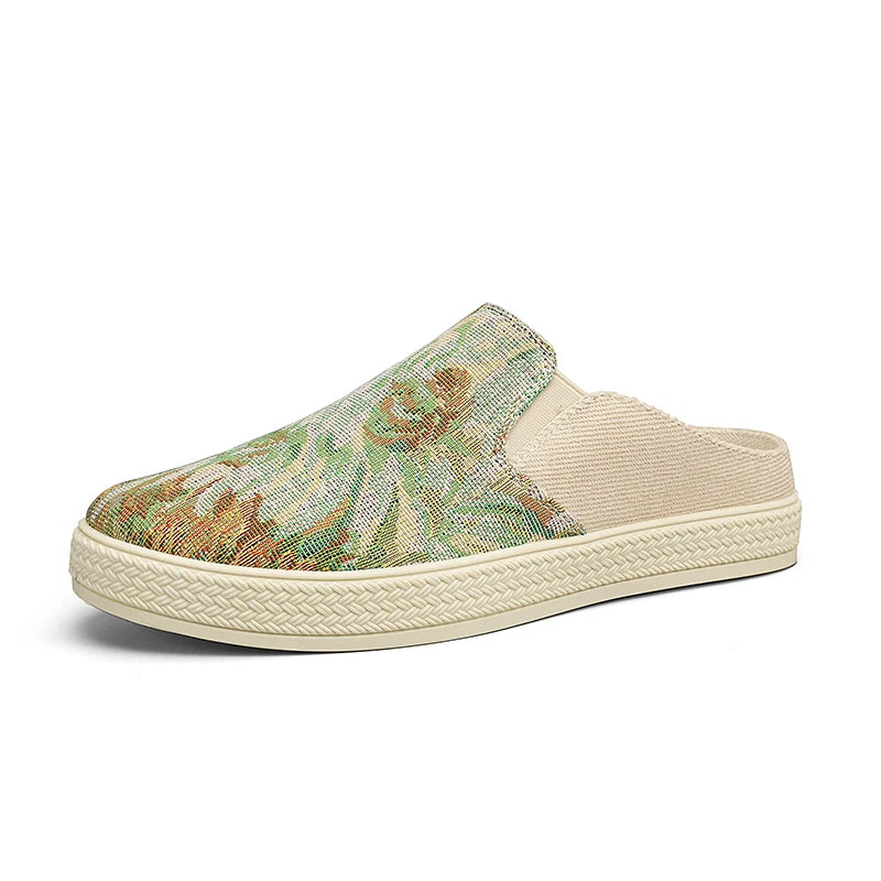 Men's canvas slippers summer outdoor anti-slip soft-sole fashion youth casual slippers driving sandals Joker tide half slippers