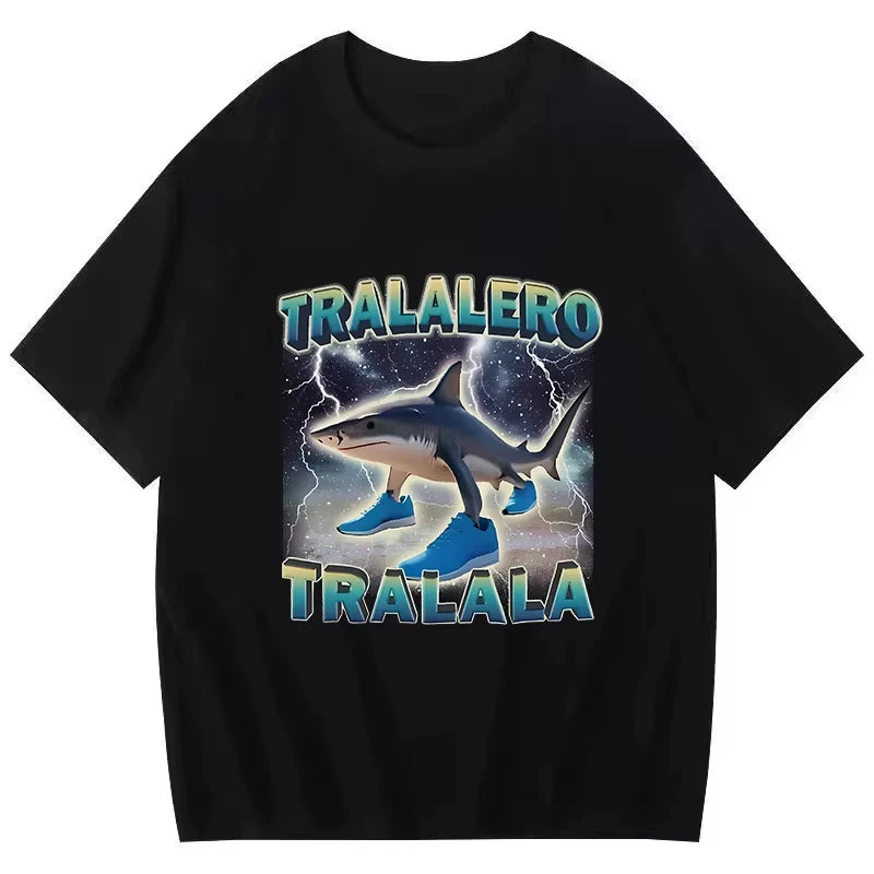 Tralalero Tralala Tung Sahur Bombardiro Crocodilo Tee Shirt Funny Italian Brainrot T-shirt Men Women Meme Print Top Short Sleeve