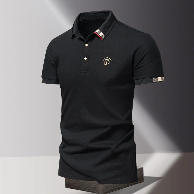 2024 Summer New Men's Pure Cotton Short sleeved T-shirt for Men's High end Casual Lapel Half Sleeved Polo Shirt Men's Top