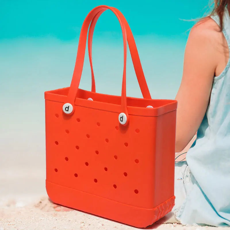 Beach bogg Bag Tote Silicone Basket Waterproof Travel Jelly Handbag Women Picnic Basket Multi-Purpose Croc Handbag Shopping Bags