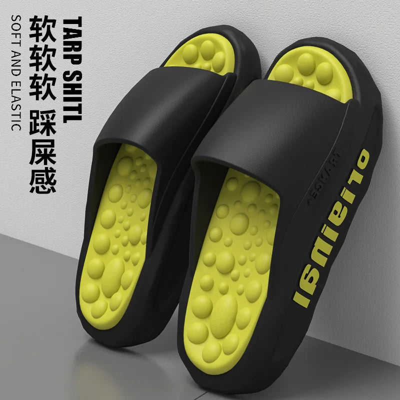 Men Summer Four Season Outdoor Slippers Men and Women Beach Seaside Anti Slip Comfortable Slippers Fashionable One-line Slippers