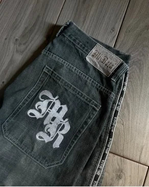 American retro summer vacation style denim shorts design niche letter printing high street loose casual sports men's shorts