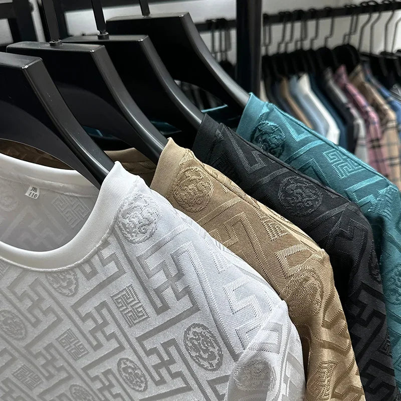 Cartelo  New Brand  Silk Breathable Short Sleeve Men O-neck Tops Fashion Designer 2025Summer Cool Comfortable T-shirt Clothing