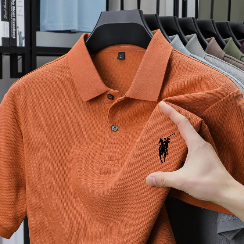 2025 SS Men's 100% Cotton Printing Embroidered Breathable Polo Shirt Letter Print Loose Fit Urban Casual Short Sleeve