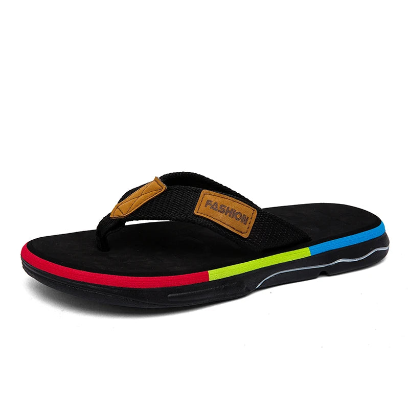 Hot Sale Men's Summer Flip-Flops Comfortable Non-Slip Black Man Slippers Outdoor Beach Slides Men Flat Slippers pantuflas hombre