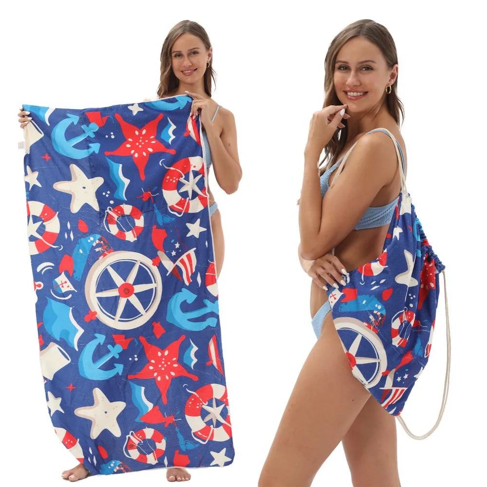 Quick Drying Microfiber Towels Beach Towel Mat for The Sports Bathrobe Woman Travel Portable Sand Free Beach Towels Large Bundle