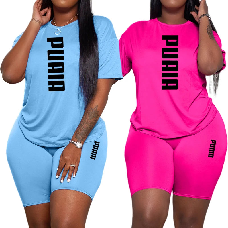 Women Casual Sports Outfits Summer Home Outdoor Comfortable Cool Shorts Tracksuit 2pcs Set Urban Fashion Short Sleeve Streetwear