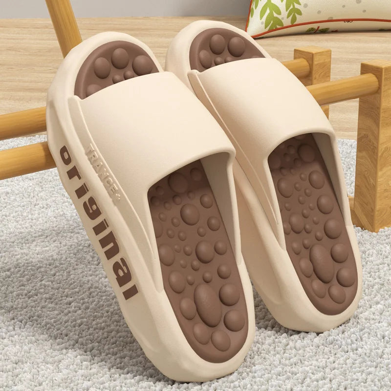 Men Summer Four Season Outdoor Slippers Men and Women Beach Seaside Anti Slip Comfortable Slippers Fashionable One-line Slippers