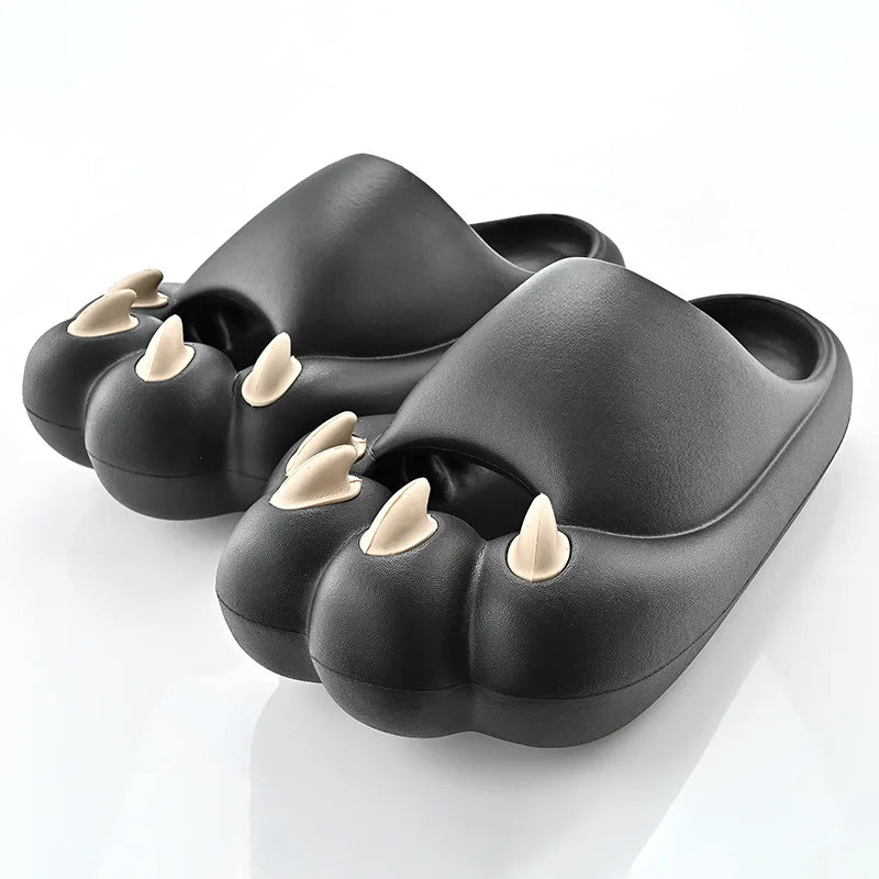 Women's Summer Slippers 2025 Beach Cute Cat's Paw Slippers Ladies Casual Comfort Flats Flip Flops Couple Home Slides Sandal