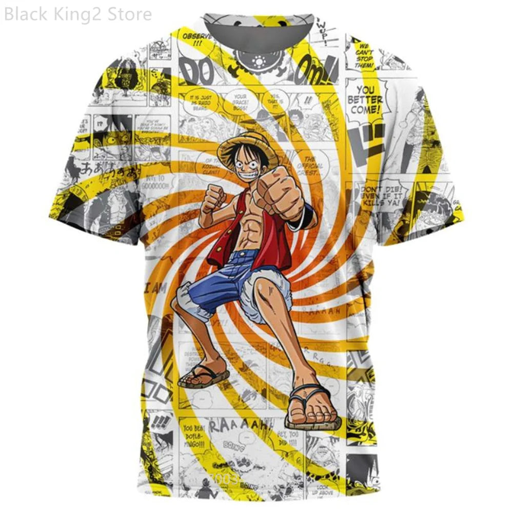 ONE PIECE Men's T-Shirt Harajuku 3D Printed Monkey D Luffy Pirate Anime Graphic T Shirt for Men Boys Short Sleeve Tops Clothing