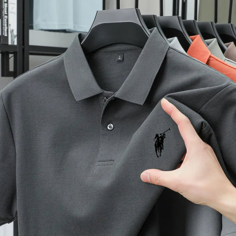 2025 SS Men's 100% Cotton Printing Embroidered Breathable Polo Shirt Letter Print Loose Fit Urban Casual Short Sleeve