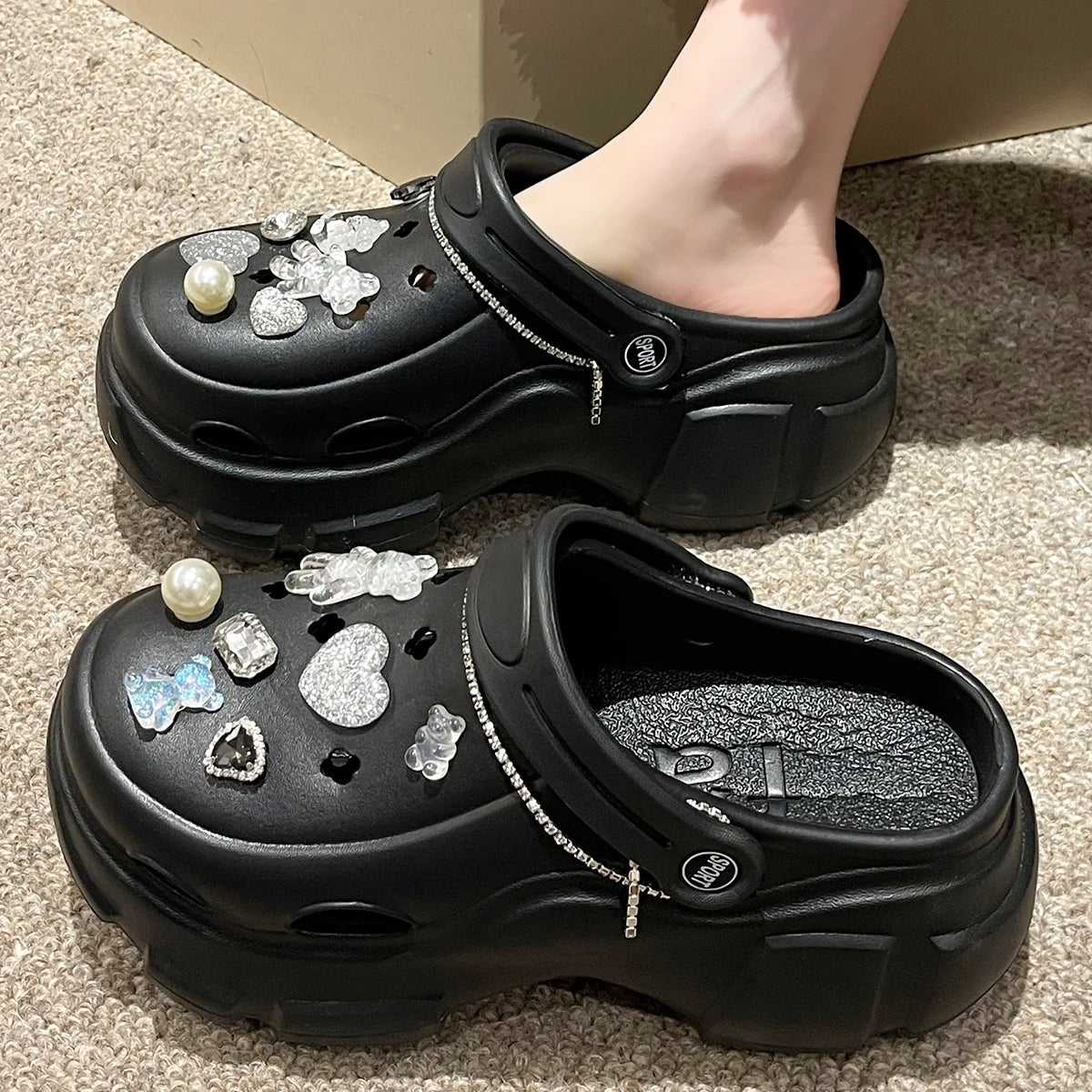 Thick Bottom Women Cave Shoes Heightened Platform Beach Sandals Fashion Comfortable Indoor Outdoor Slippers