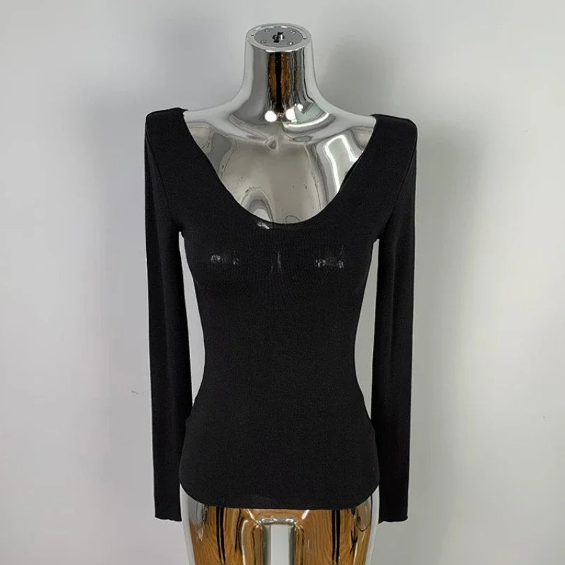 T Shirt Women Basic Casual 2025 Summer T-Shirt O Neck Woman Clothes Sexy Low Chest See Through Soft Slim Tops Tee Shirt Femme