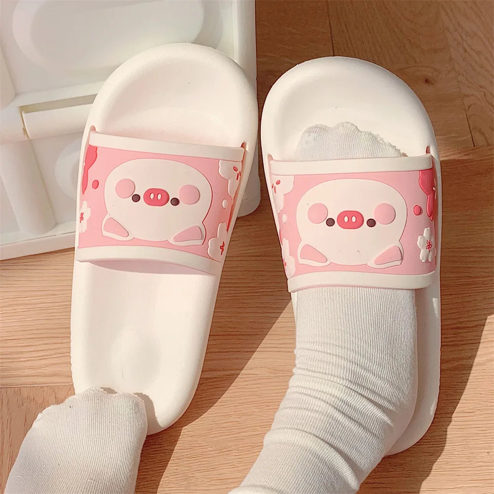 Thick Sole Women Slippers Personality Animals Design Slides Bathroom Beach Indoor Sandals Summer Couple Shoes