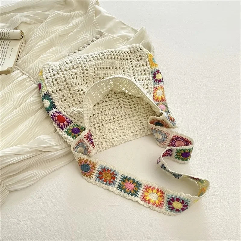 Women Knitted Shoulder Bag Crochet Tote Bag Fashionable Handbag Summer Beach Bаg