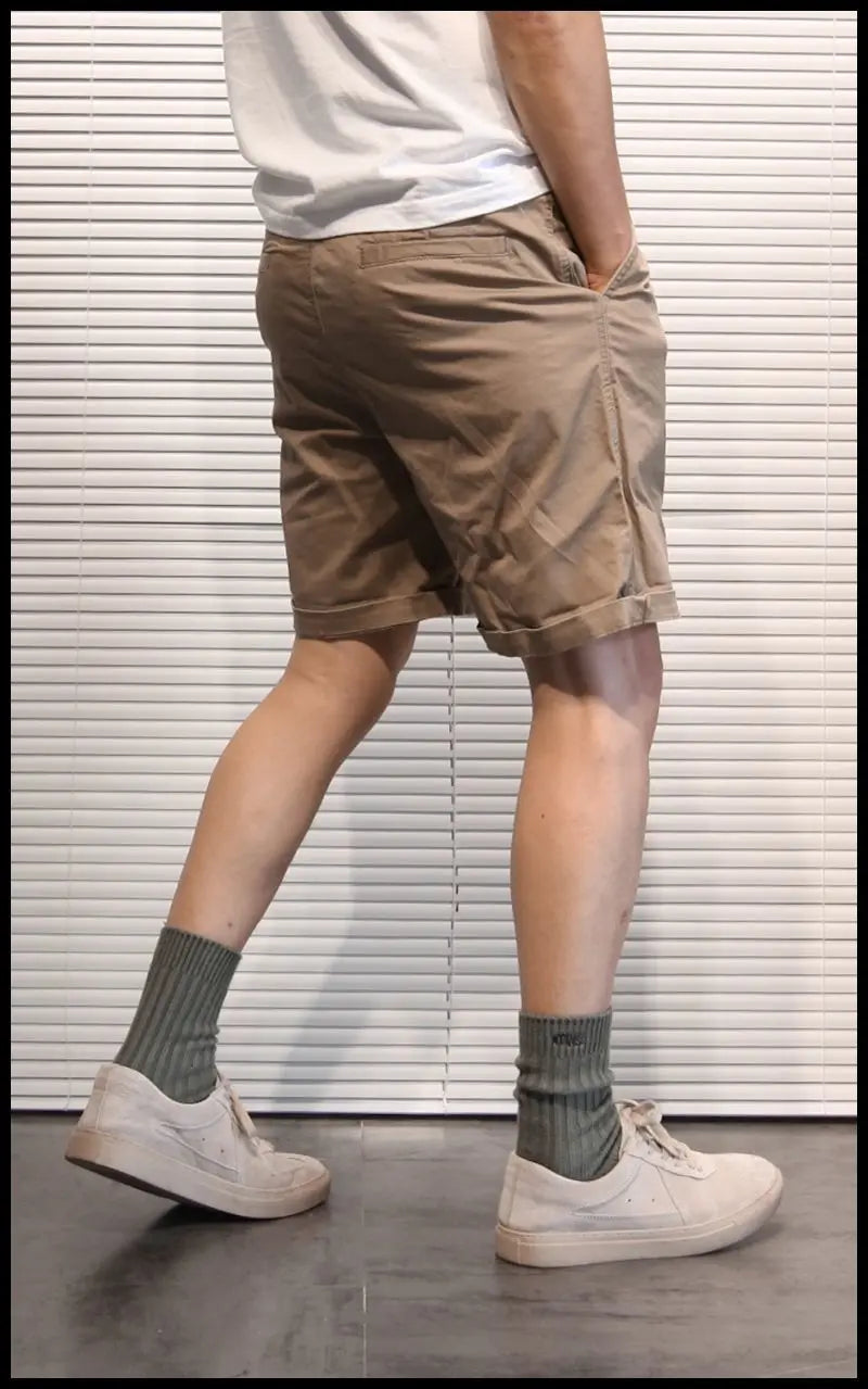 Summer Thin Men Workwear American Retro Solid Color Loose Five-point Straight Casual Shorts