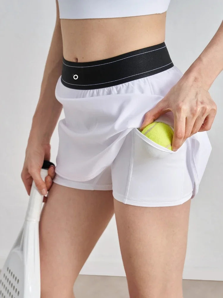 Running Fitness Breathable Casual Golf Short Skirt Spring New White Tennis Skirt Elastic Waist Anti Glare Sports Short Skirt