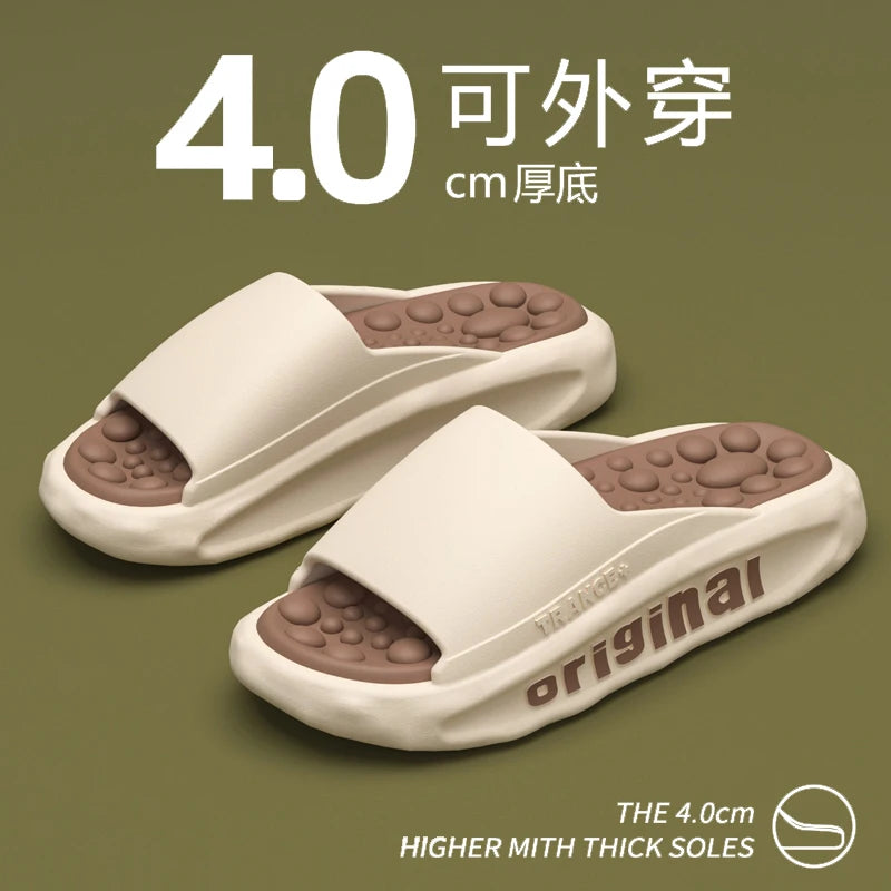Men Summer Four Season Outdoor Slippers Men and Women Beach Seaside Anti Slip Comfortable Slippers Fashionable One-line Slippers