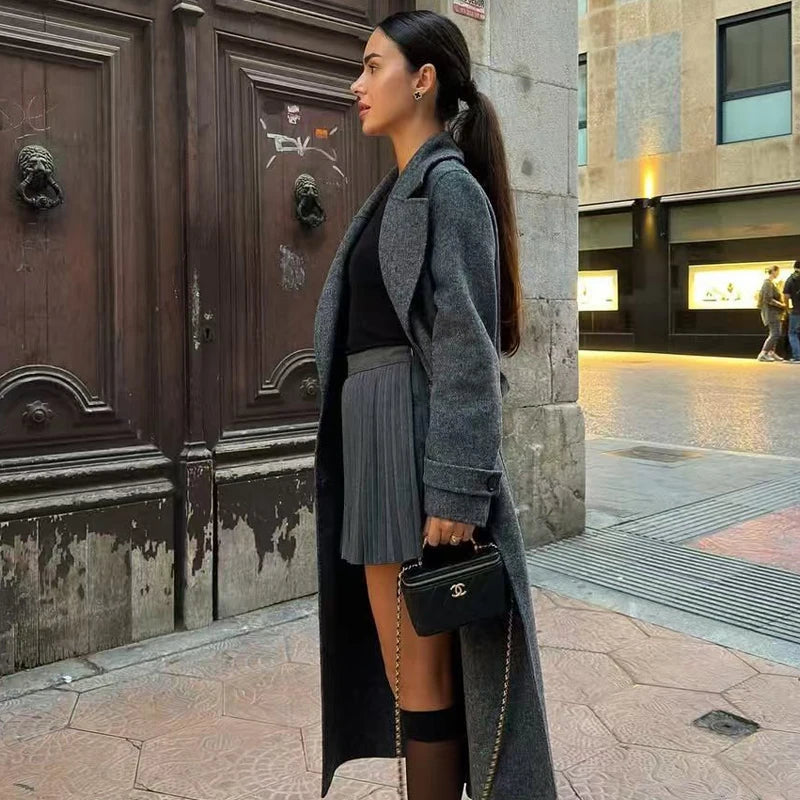 TRAF Mini Pleated Culottes Women's Skirt Summer 2025 Elegant Black Grey Skirts Wrap High Waist Skirt Pants Korean Style Culottes