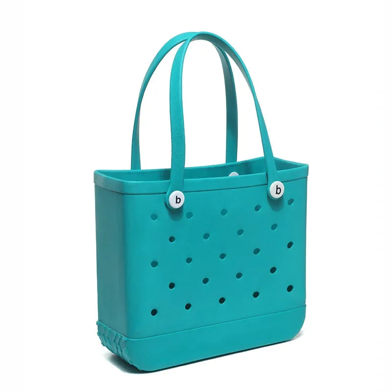 Beach bogg Bag Tote Silicone Basket Waterproof Travel Jelly Handbag Women Picnic Basket Multi-Purpose Croc Handbag Shopping Bags