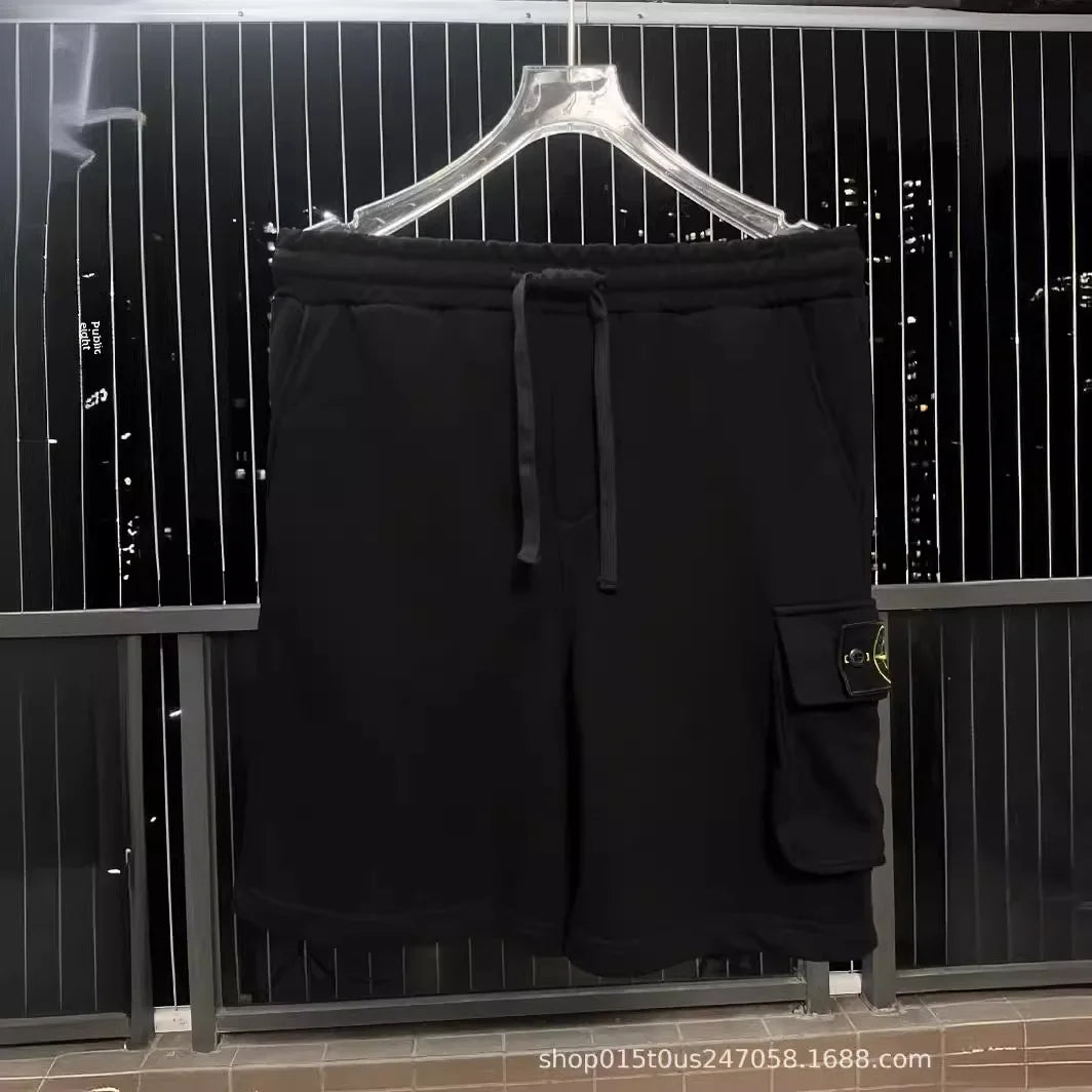 Cross-border Stone Men's Women's Casual Shorts Summer New Pocket Sleeve Basic Style Trendy Fashion Short Pants