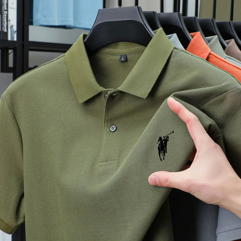 2025 SS Men's 100% Cotton Printing Embroidered Breathable Polo Shirt Letter Print Loose Fit Urban Casual Short Sleeve