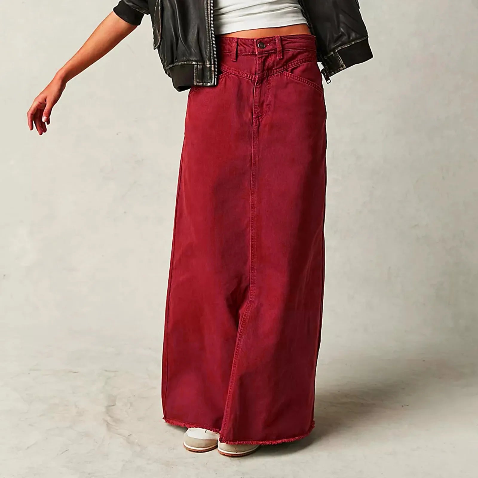 Women Vintage Denim Skirt High Waist A Line Long Jean Skirt Spring-Fall Casual Versatile New Chic Trendy Bodycon Skirt 청치마