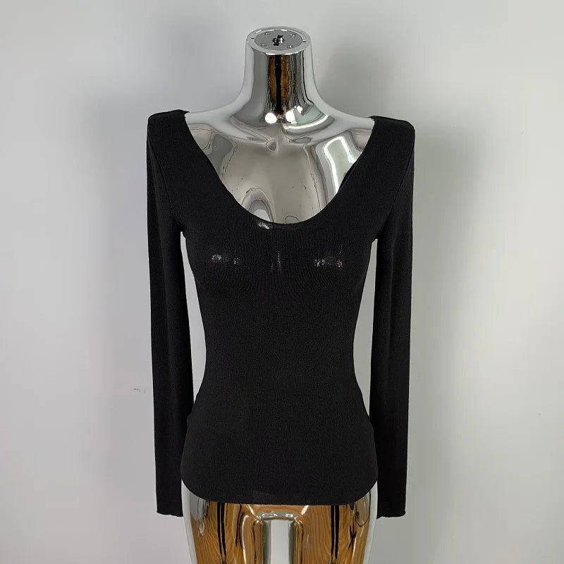 T Shirt Women Basic Casual 2025 Summer T-Shirt O Neck Woman Clothes Sexy Low Chest See Through Soft Slim Tops Tee Shirt Femme