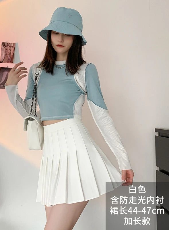 Summer High Waist Pleated Skirt Women Saias Vintage Sexy Mini Skirts Faldas Harajuku Casual Jupe Streetwear Woman Clothes New