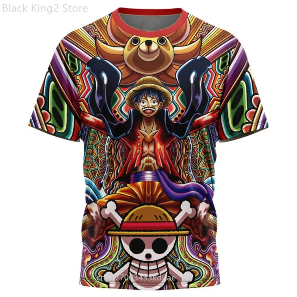 ONE PIECE Men's T-Shirt Harajuku 3D Printed Monkey D Luffy Pirate Anime Graphic T Shirt for Men Boys Short Sleeve Tops Clothing