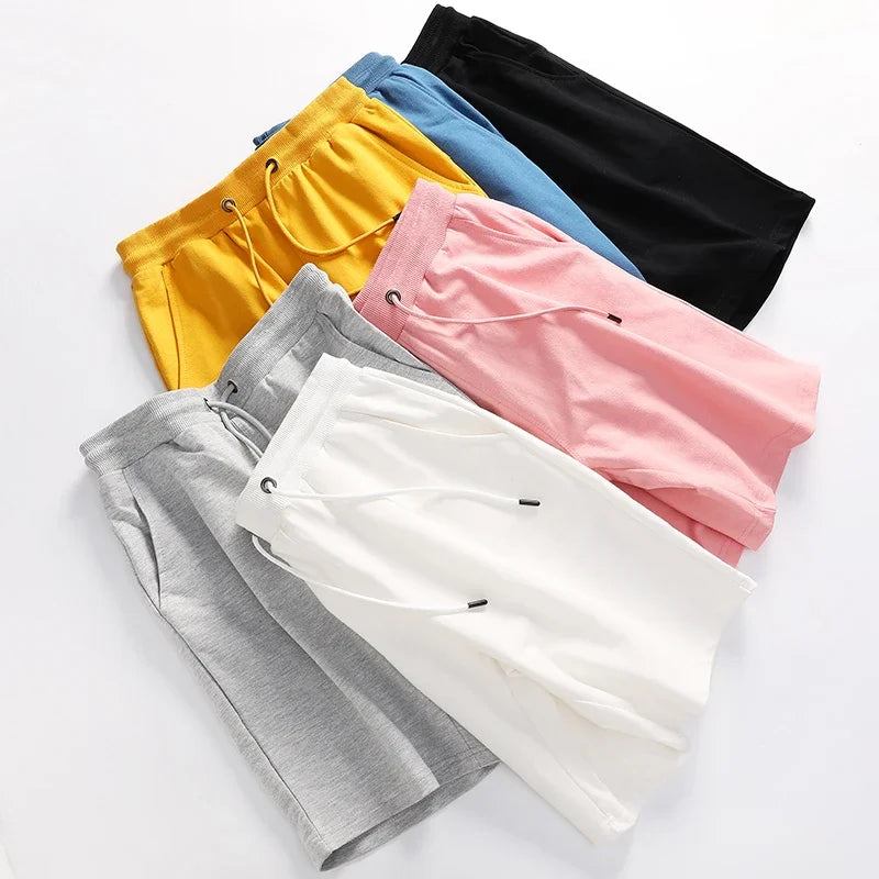 Men's Casual and Fashionable Pure Cotton Shorts with Drawstring and Comfortable Pants