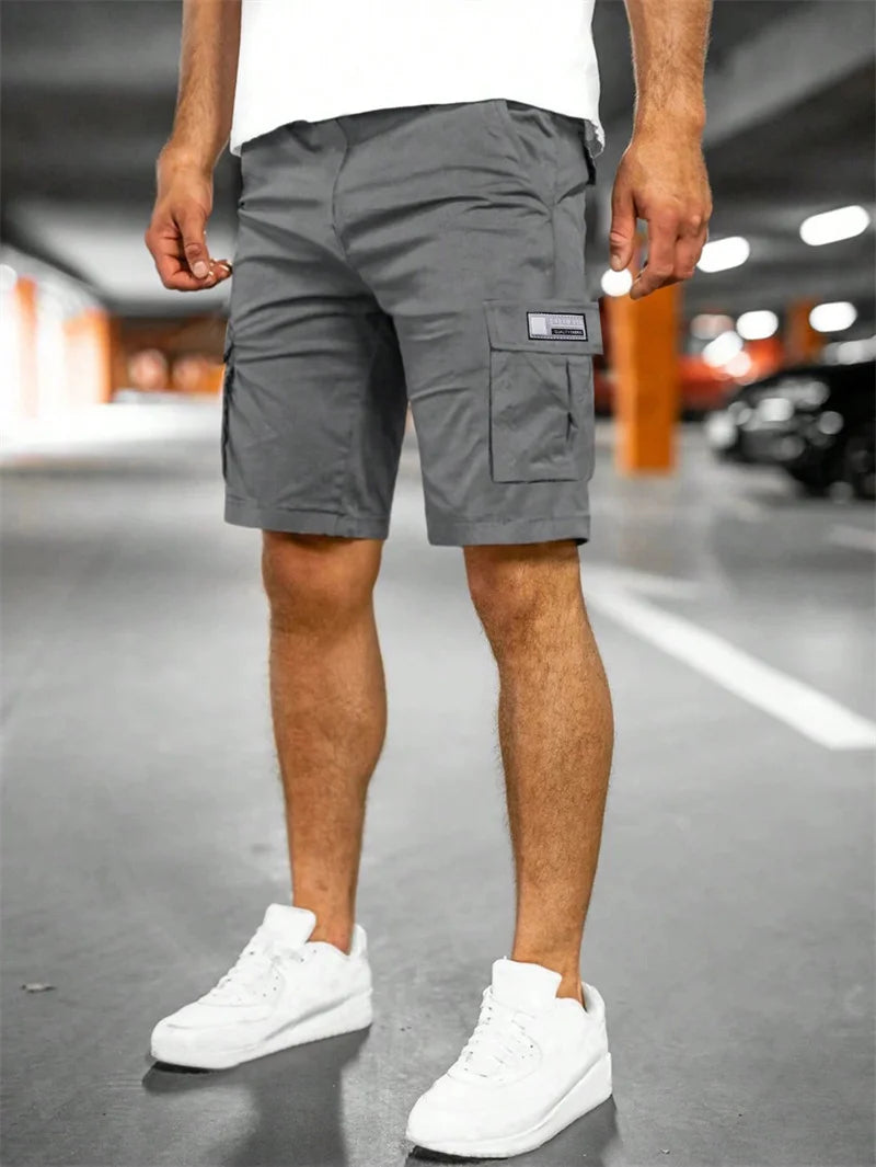 2025 New Men's Casual Cargo Shorts Outdoor Fashion Summer Loose Breathable Solid Color Multiple pockets Cargo men Woven Shorts