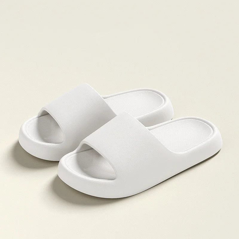 Solid Thick-Sole House Slippers – Women's Summer Non-Slip Indoor Slides, Bathroom Slippers for Men & Women